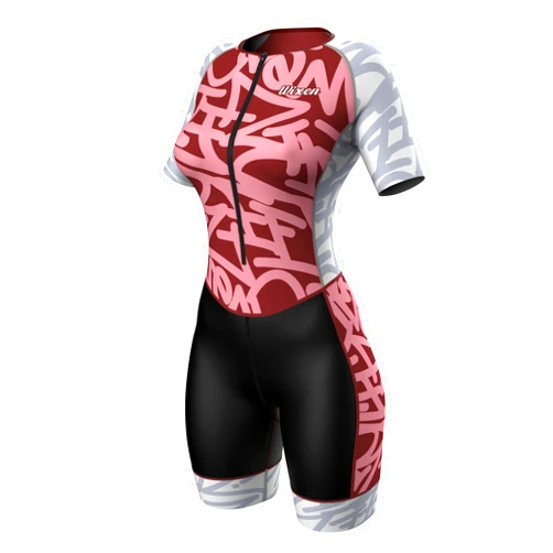 WIXEN SPORTS WIXEN PRO Race Suit Women Triathlon Suit Sleeve Trisuit Aerodynamic Bike Run Swim Suit Back Pocket