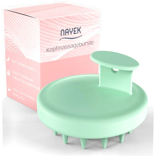 NAYEK Green Silicone Scalp Massager Hair Growth- Scalp Scrubber for Healthy Hair with Soft Silicone Bristles for Dandruff Removal and Healthy Scalp. Shampoo Brush for Thick and Thin Hair