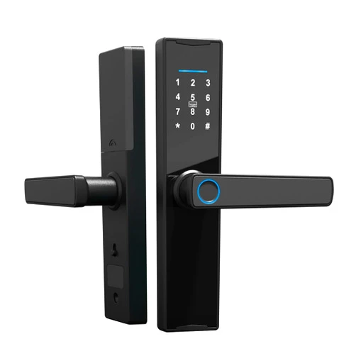 Swokely WiFi Smart Lock, Tuya Smart Fingerprint Lock, Door Lock Keypad, Door Lock with Handle Fingerprint Electronic Deadbolt, Smart Door Lock Compatible with Tuya APP for 38-55mm Thickness Home Door