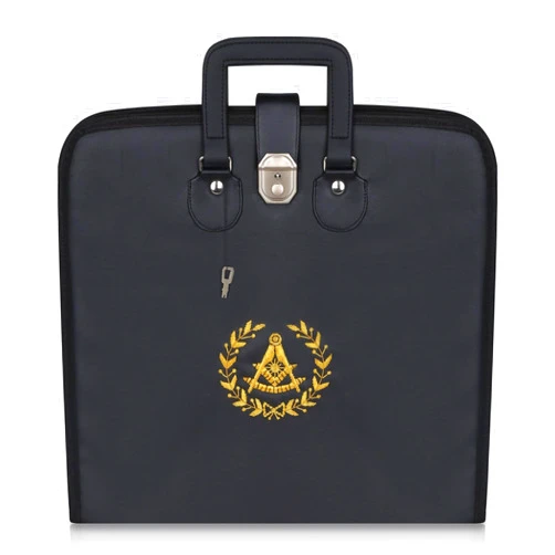 JEVVY CRAFTS Masonic Blue Lodge Past Master Mason Soft Apron Case Handmade Embroidered-Provincial MM/WM With Cotton Gloves 16x18
