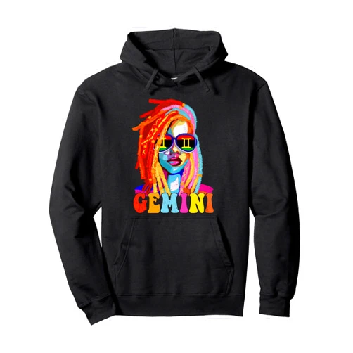African American Loc'd Women Girls Zodiac Tee Gemini Queen African American Loc'd Women Zodiac Sign Pullover Hoodie