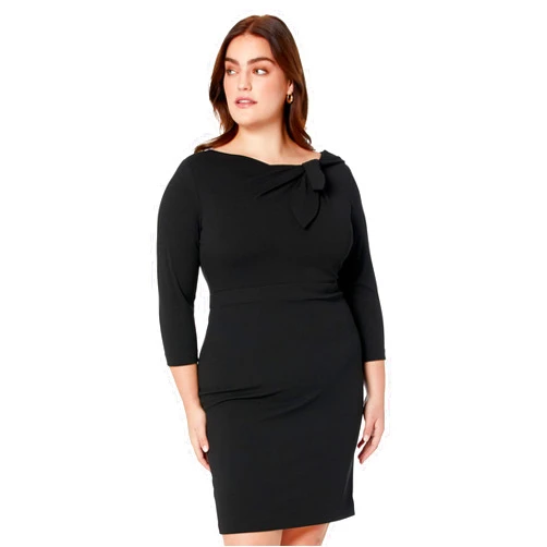 Calvin Klein Long Sleeve Sheath with Bow Neck Detail