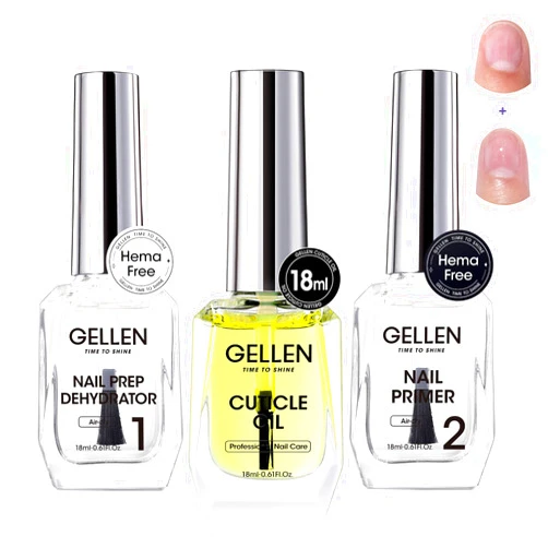 Gellen Nail Dehydrator and Primer and Cuticle Oil 18ML Hema-Free Acid-Free Nail Prep Dehydrator Primer Base Varnish Manicure Bonder Liquid for Gel Nail Polish Acrylic Salon Nail Essential Gift