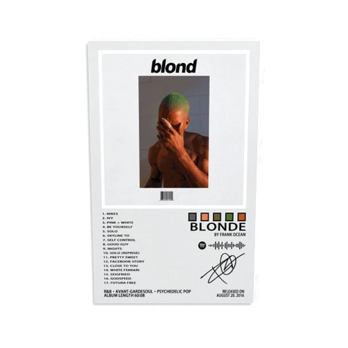 PIPIZA Frank Poster Ocean Blonde Album Music Art Cover Poster for Room Aesthetic Canvas Wall Art for Teens Room Decor12x18inch(30x45cm)