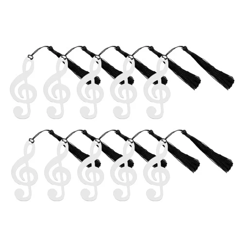 Cansybil 48 Pcs Metal Music Bookmark with Elegant Silk Tassel, Stainless Steel Bookmark, Skeleton Art Bookmark, Gift for Guestbook Lovers (Silver)