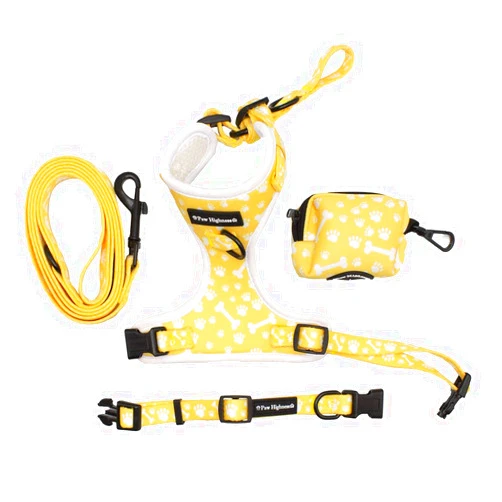 Paw Highness Dog Walking Harness, Collar, Leash & Poo Bag Holder Set in Paw and Bone Small