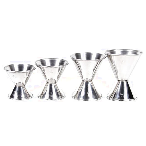 MULMEHË Economy Style Cocktail Jiggers, Includes All Essential Bar Measurements, Stainless Steel, Set of 4