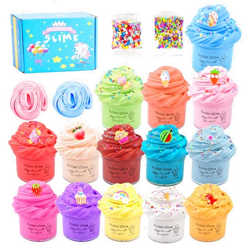 Aeyiakov 14 Pack Slime Kit Super Mini Butter Slime, Different Kinds of Color Scented Funny Slimes, Soft and Non-Sticky for Girls and Boys, Party Favor, DIY Stress Relief Toys