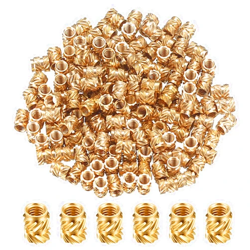 Bnnrjia 150 Pcs M3 Threaded Inserts, Brass Knurled 3D Printing Nuts, Embedment Twill Brass Thread Screws Heat Set, Thread Knurled Heat Brass Nut for 3D Printing, Automotive Plastic Shells - M3*4.6x5.7 mm
