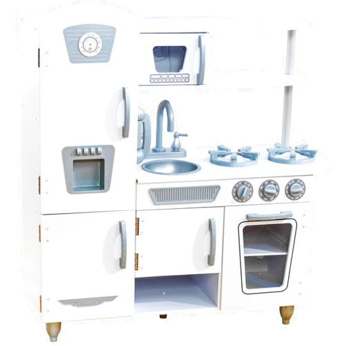 KidKraft Vintage Wooden Play Kitchen with Pretend Ice Maker and Play Phone, White