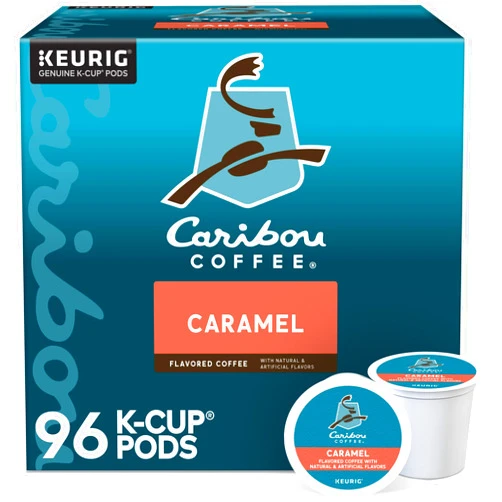Caribou Coffee Caramel Flavored Coffee, Single Serve Keurig K-Cup Pods, Medium Roast Coffee, 96-Count Box (4 Packs of 24)