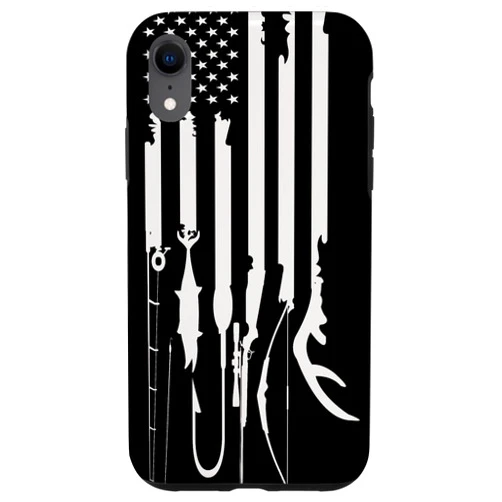 Super Cute Monograms, Initials, and Letter Gifts iPhone XR Hunting Fishing USA Flag American Themed Decor Case