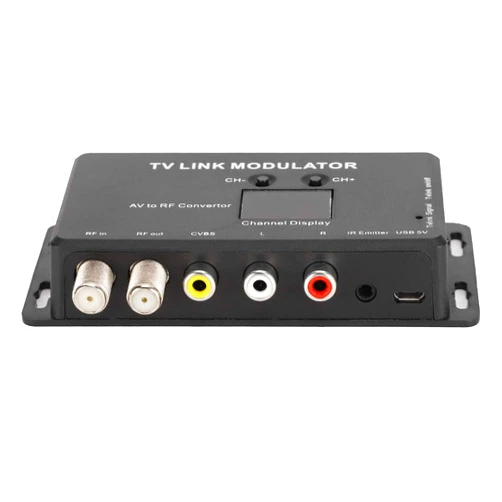 Fosa1 UHF Modulator TV LINK Modulator, Universal Composite A/V to RF Coax Agile Modulator RF TV Micro Modulator Compact RF Modulator Converter IR Extender Support PAL