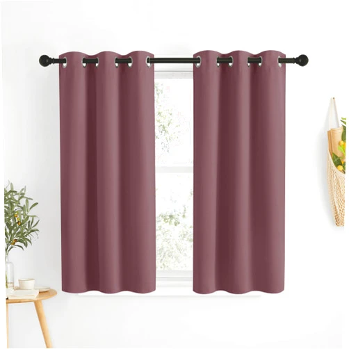 NICETOWN Dry Rose Blackout Shack Curtains Noise Reducing, Thermal Insulated and Privacy Room Darkening Drape Panels for Boy's Guest Room Door Small Short Window (2 Panels, W34 x L48 -Inch)