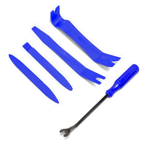 BLAU GRUN 5PCS Auto Trim Removal Tool Kit, Car Interior Door Panel Clip Fastener Removal Set, No Scratch and No Marring Plastic Pry Tool Kit for Vehicle Dash Radio Audio Installer (Blue)