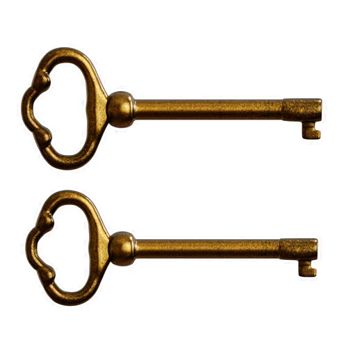 NATIKON KY-2AB Antique Brass Plated Hollow Barrel Skeleton Key (Pack of 2)