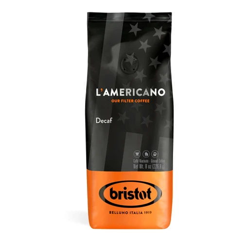 Bristot L‘americano DECAF Filter Coffee | DECAF Ground Filter Coffee | Medium Roast | For Pour over- French Press - Drip Coffee | 8oz/226.8g