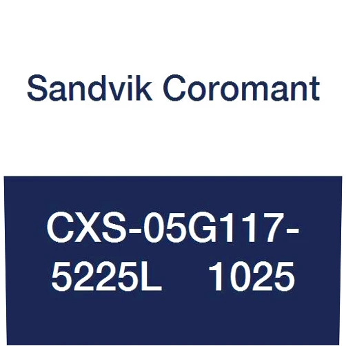 Sandvik Coromant, CXS-05G117-5225L 1025, Carbide CoroTurn XS Solid Carbide Tool for Grooving, Left Hand Cut, Without Coolant, 0 deg Lead Angle