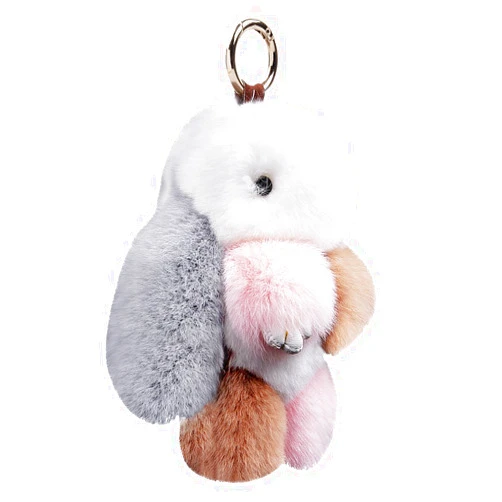FakeFace Easter Rabbit Bunny Fur Doll Key Chain for Women Bag Charms Plush Pom Pom Key Ring Cellphone Car Pendant