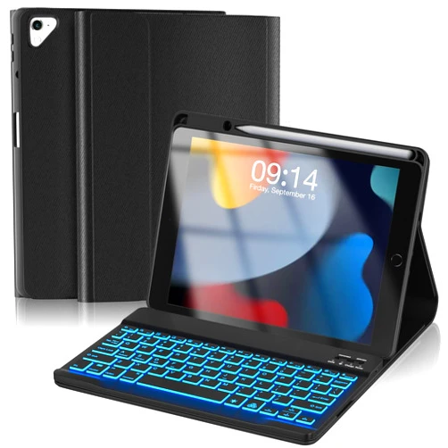 OPAKIT for iPad 9th Generation Case with Keyboard - 7 Colors Backlit - iPad Case 10.2 with Keyboard - iPad Keyboard Case 9th/8th/7th Gen, Air 3rd & Pro 10.5 - Black