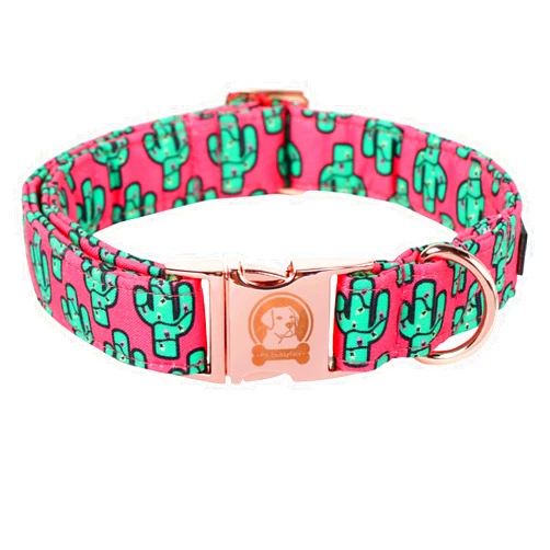 MR.CHUBBYFACE MR. CHUBBYFACE Spring Summer Dog Collar Cute Pink Cactus Dog Collar Girl Boy Dog Collar for Small Medieum Large Dogs M