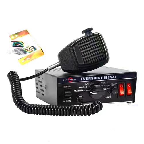 Evershine Signal 12V 100W Police Siren Horn PA System with Siren Amplifier Hanheld Mirophone 7 Tones 2X10A Auxiliary Switch Sirens for Emergency/Volunteer Vehicles Car Tow Truck Plow