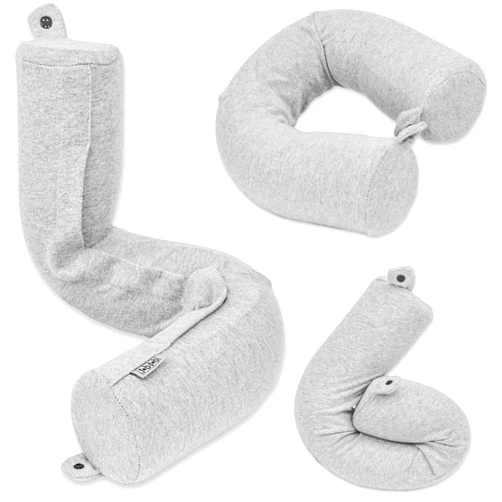 Dot&Dot Twist Memory Foam Travel Pillow for Airplanes - Travel Neck Pillow for Sleeping - Airplane Pillow for Neck Support, Chin, Lumbar and Leg - Adjustable, Bendable Neck Roll Pillow