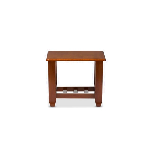 Baxton Studio Larissa Modern Classic Mission Style Cherry Finished Brown Wood Living Room Occasional End Table