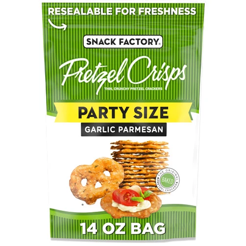 Snack Factory Garlic Parmesan Pretzel Crisps, 14 OZ Party Size Bag