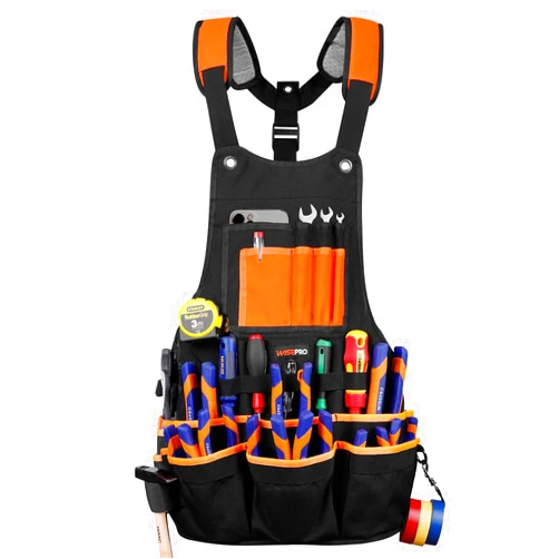 WISEPRO Tool Apron for Men and Women, Adjustable Woodworking Apron with 18 Tool Pockets, Heavy Duty Work Tool Apron for Carpenters Electrician Construction