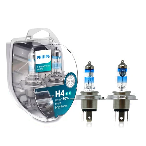 DAMA Automotive Lighting H4 X-TremeVision PRO150 Halogen Bulbs Replacement for Philips 12342XVPS2 12V 60/55W | Pack of 2