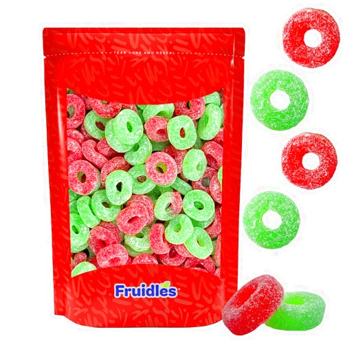 Fruidles Christmas Red and Green Jelly Wreaths Gummy, Gluten-Free, Fun & Festive Holiday Gummies Snacking (Half-Pound)
