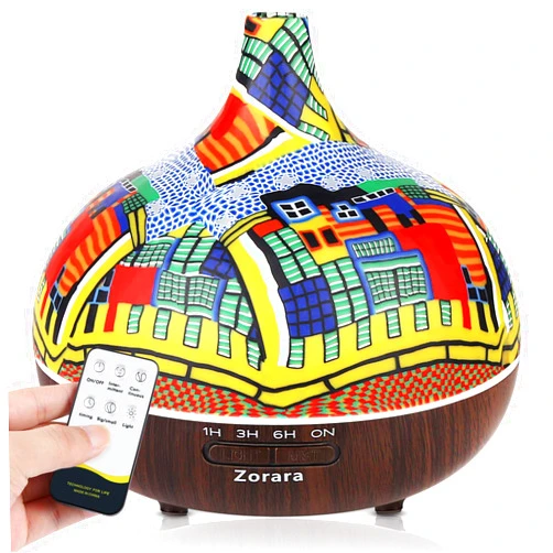 Zorara Essential Oil Diffuser 550ml Cool Mist Humidifier 3D Glass Ultrasonic Aromatherapy Diffusers with 7 Color Led Lights, Remote Control, Waterless Auto Shut-Off, Timer Setting for Large Room, BB
