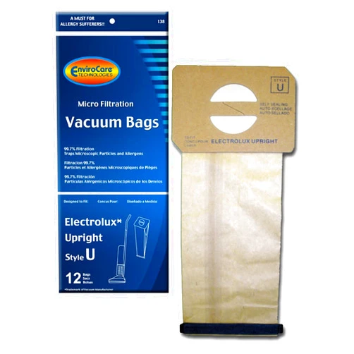 EnviroCare Replacement Micro Filtration Vacuum Cleaner Dust Bags made to fit Electrolux Upright Style U and ProTeam Prolux, ProCare & ProForce Uprights 12 pack