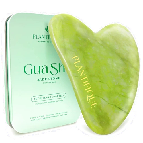 PLANTIFIQUE Gua Sha Facial Tools - Massage Tool - Jawline Sculptor - Face Sculpting Tool for Your Skincare Routine - Jade Gua Sha