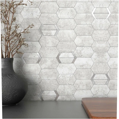 M MOFIT MOFIT Peel and Stick Tile for Kitchen Backsplash Matte Finish,Peel and Stick Bathroom Marble 3D Wall Panels Honeycomb Tiles for Rvs Waterproof(5sheets,Cement Grey)