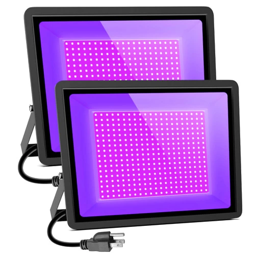 ACenz Black Lights 500W LED Black Flood Light with Plug(6ft Cable) IP66 Waterproof LED Black Light Neon Glow for Party, Halloween, Fluorescent Poster, Body Paint