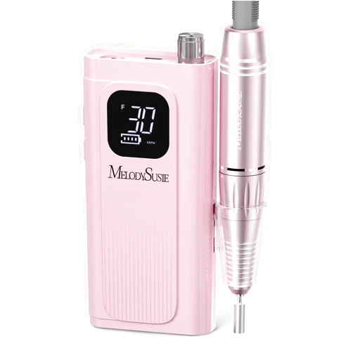 MelodySusie Entry-Level Clip-On Cordless Essential Nail Drill, SC300F 30000RPM E-File with LCD Display for All Manicure Shaping & Gel Removal, Ideal for Training, Nail Art Practice & Home Use, Pink