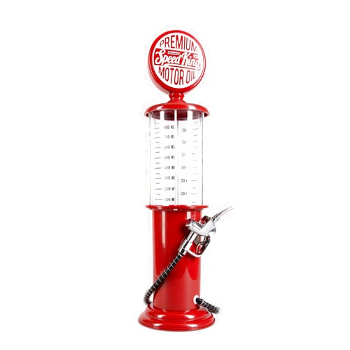 BLKSMITH Pump Liquor Dispenser for Home Bar | Vintage Style Red Plastic 30 Fl. oz Liquor Decanter for Man Cave Decor | Beverage Dispenser for Scotch, Vodka, Cocktails, Non-Alcoholic Drink and More