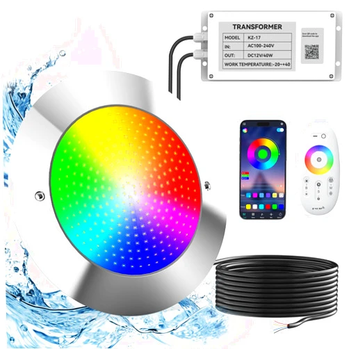 Cinhomi Pool Lights for Inground Pool LED Pool Lights 10 Inches RGB 12 V Equivalent 500 W Bulbs Color Changing Underwater Pool Light with 50 Foot Cord and APP Control & Remote Control for 10 Inches Wet Niche