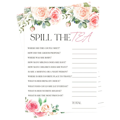 All Ewired Up 50 Spill The Tea Party (50-Cards) Fun Bridal Shower Game Activity, Who Knows the Bride Best, Decorations, Engagement Party, Rehearsal Dinner, Bridgerton