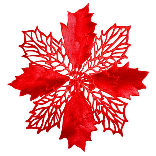 Snowkingdom Red Pinecone and Leaf Holiday Placemat Set of 6 Decorative Lace Christmas Table Mat for Festive Dining, Winter Table Decor for Christmas Parties and Holiday Gatherings