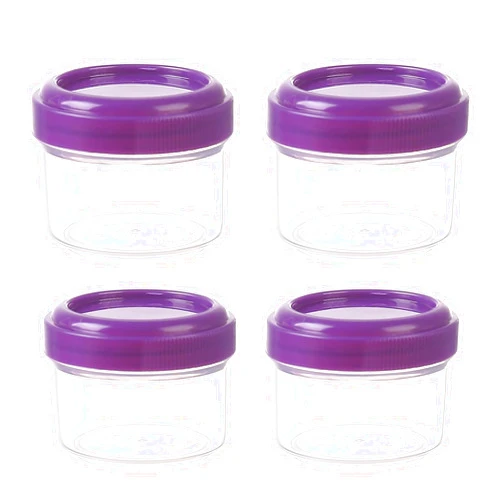 Generic 4PCS Mini Clear Plastic Jars with Leakproof Lids Round Clear Container 35ml Refillable Storage Containers, Stackable Plastic Bottles for Home and Kitchen Organizing (E)