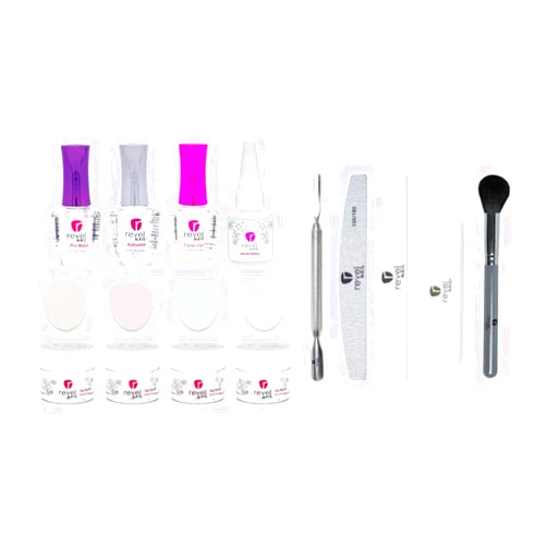 Revel Nail Dip Powder Starter Kit with Dip Powder Liquids & Tool Set, Fabulous in French
