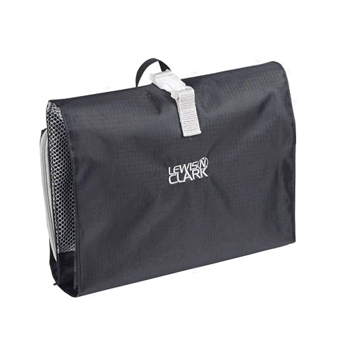 Lewis N. Clark Hanging Toiletry Bag for Travel Accessories, Shampoo, Cosmetics + Personal Items with Waterproof Compartment and Folding Design,Black