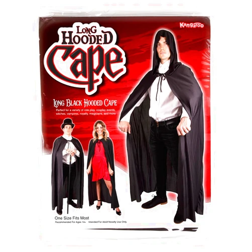 Kangaroo Black Cloak with Hood Women and Men - Black Cape for Halloween Costumes - Convincing Vampire or Witch Costume for Women - Long Hooded Cloak as Vampire Cape, Magician Cape, Cosplay Capes Adult