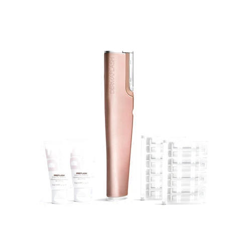 DERMAFLASH LUXE+ Sonic Dermaplaning Tool for Face Peach Fuzz Removal, Anti-Aging and Exfoliation, NEW Limited-Edition Rose Gold with Bonus FREE Refill Kit