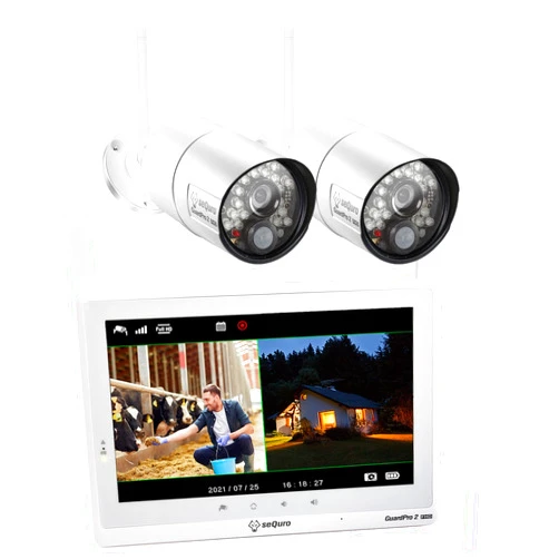 seQuro GuardPro2 DIY Surveillance-DVR-Kit with 2 Bullet Cameras 1080P Night Vision, Motion Detection, IP66 Waterproof for Front Door, Back and Side Doors, Garage and Driveway, Yard Monitoring