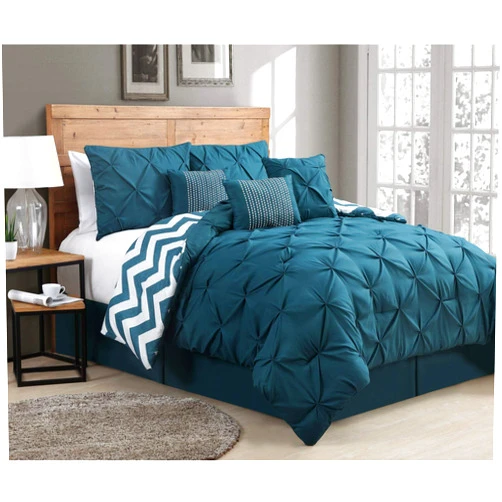 Avondale Manor 6-Piece Venice Pinch Pleat Comforter Bed Set, Reversible Twin Bedding, Ultra-Soft Microfiber Comfortable Bedding Set with Decorative Pillows, Hypoallergenic Bedspread, Teal, Twin