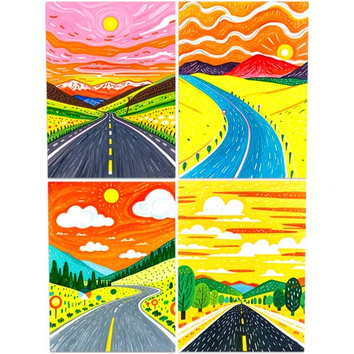 DOZEEZOP 4 Pack 5D Diamond Painting Kits for Adults, Landscape Diamond Art Kits for Beginners of All Ages, Round Full Drill Painting by Numbers Crafts Home Wall Decor 12 x 16 Inches Yellow